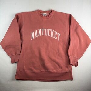 Vintage Pluma Nantucket Sweatshirt Pink Heavyweight Cotton USA Made Distressed L